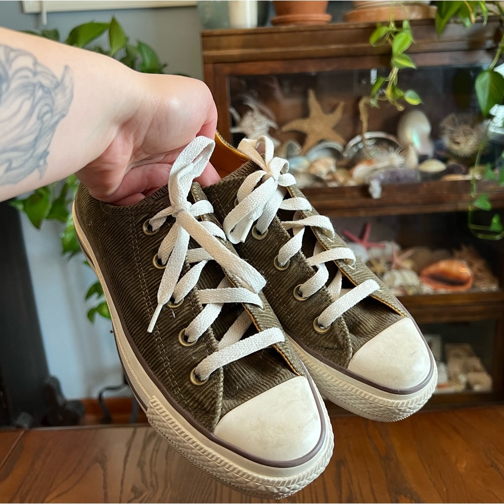 olive corduroy low top converse